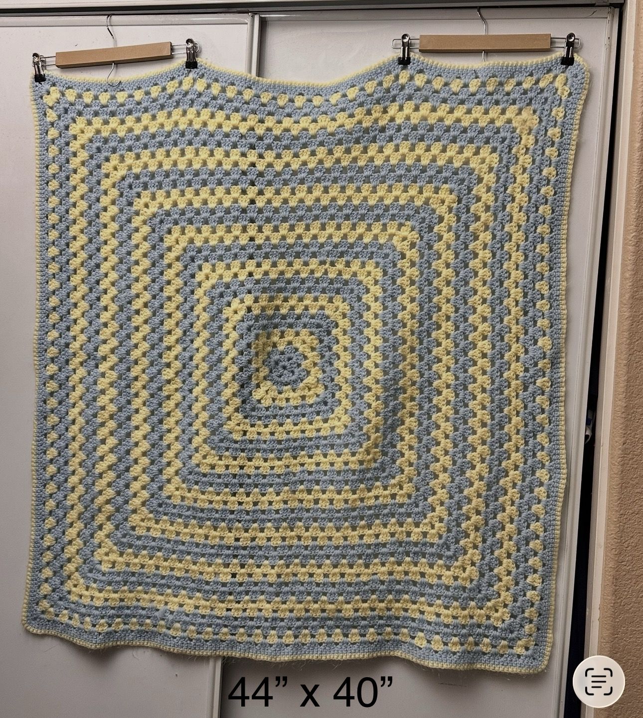Vintage Handmade Crocheted Granny Square Throw Lap Blanket 44”x40”