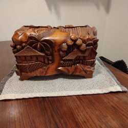 Hand Carved Wooden Box