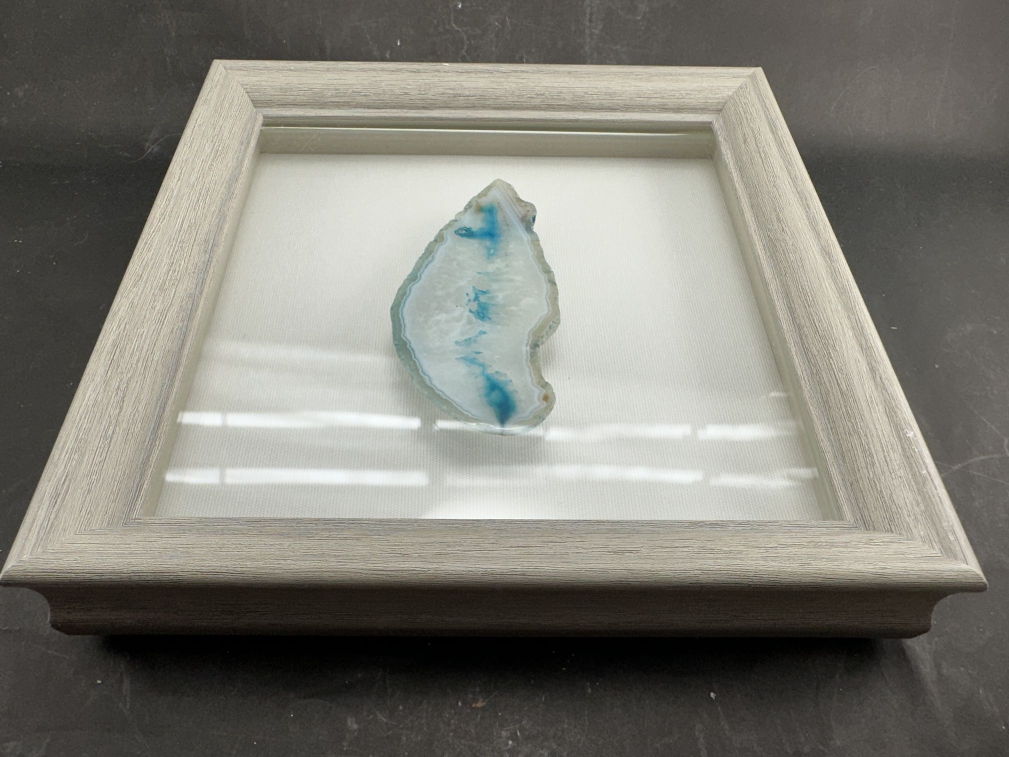 Stone Wall Art Geode Agate Blue Framed Shadow Box