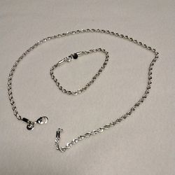 Sterling Silver Necklace and Bracelet  Set