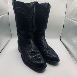 Vintage Justin Roper Women 5B  Black Leather Teju Lizard Cowboy Boots L3733 USA
