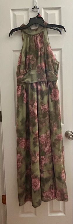 Green & pink Floral Dress