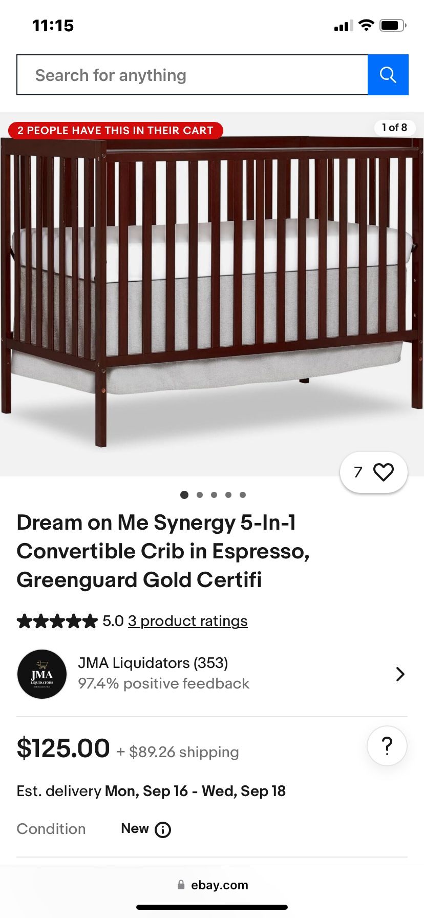 Dream On Me 5 In 1 Convertible Crib Expression With The Golden Seat
