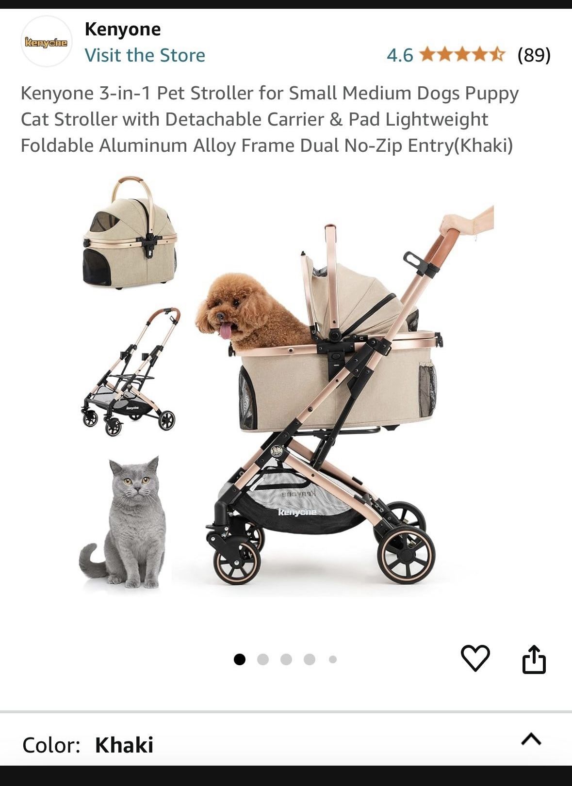 *NEW* PET STROLLER! Rose Gold + Khaki! ASSEMBLED!