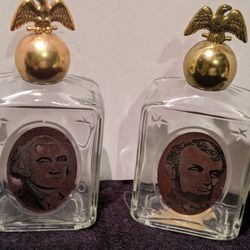 Antique Toiletry Bottles with George  Washington and Abraham  Lincoln