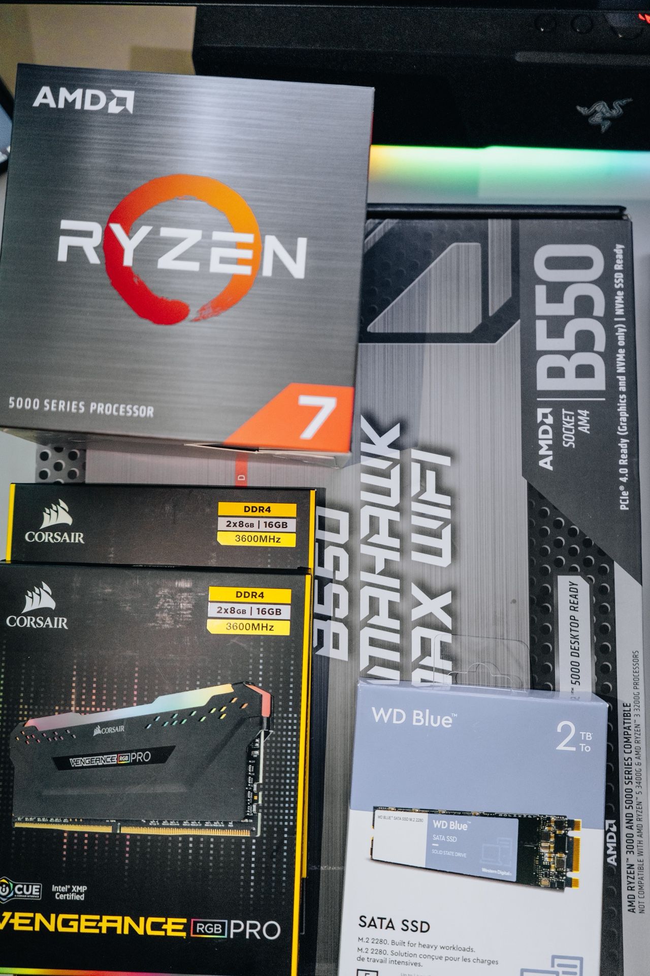Used 5800x, MSI B550 Tomahawk MAX Wifi, 32GB 3600MT CL16 DDR4, 2TB SSD, RGB fans