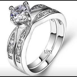 New 18k White Gold Wedding Ring  Set 
