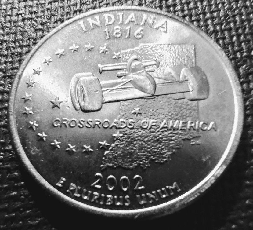2002-P Indiana State Quarter Uncirculated From US Mint Roll.