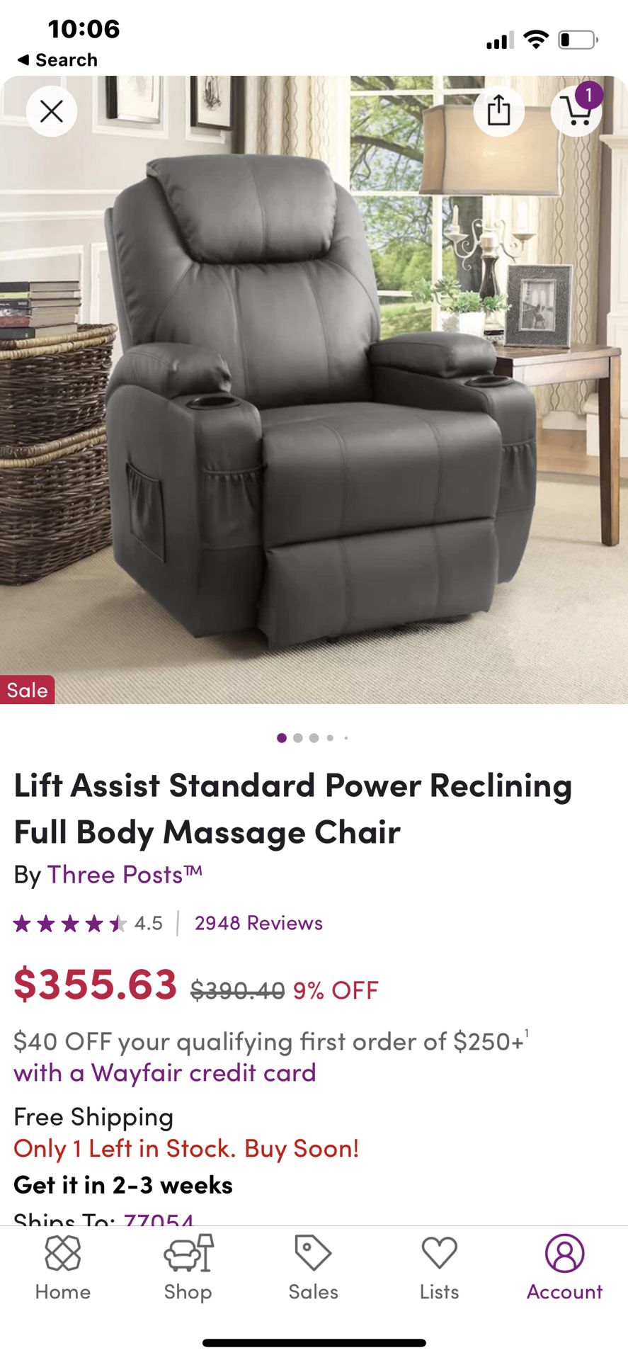 Power assist recliner with massage and heat!!