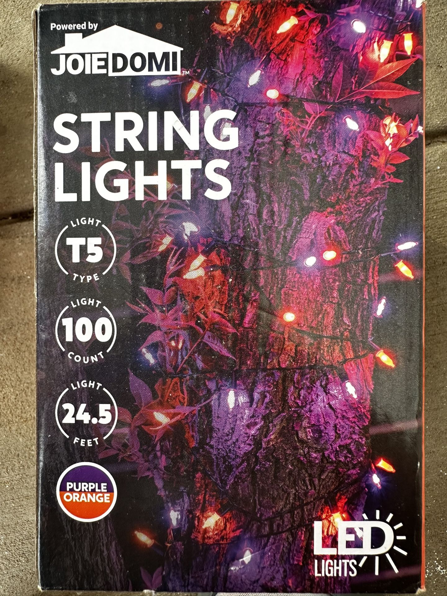 joiedomi string loghts 100 count purple and orange