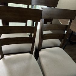 Wood Chairs Beige Seats 