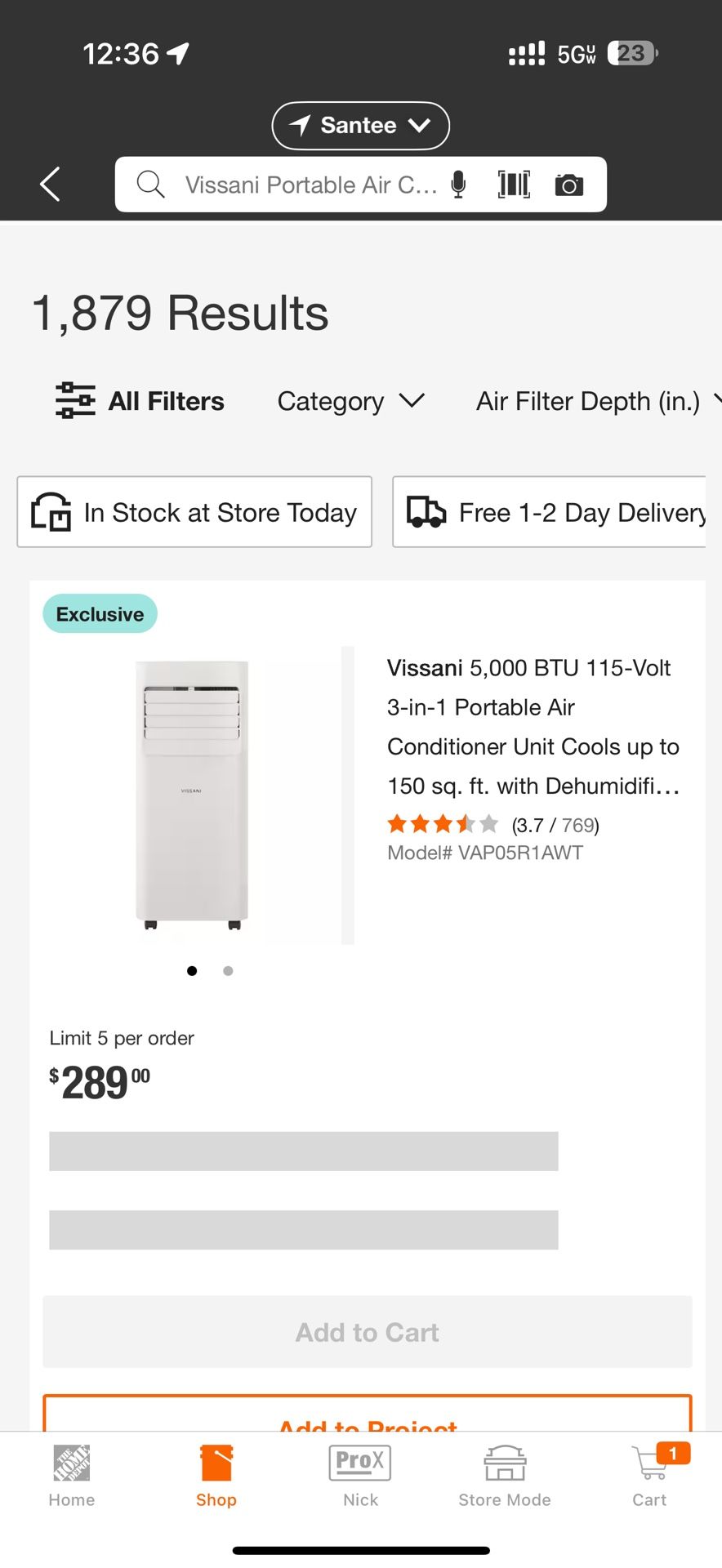 Vissani Portable Air Conditioner