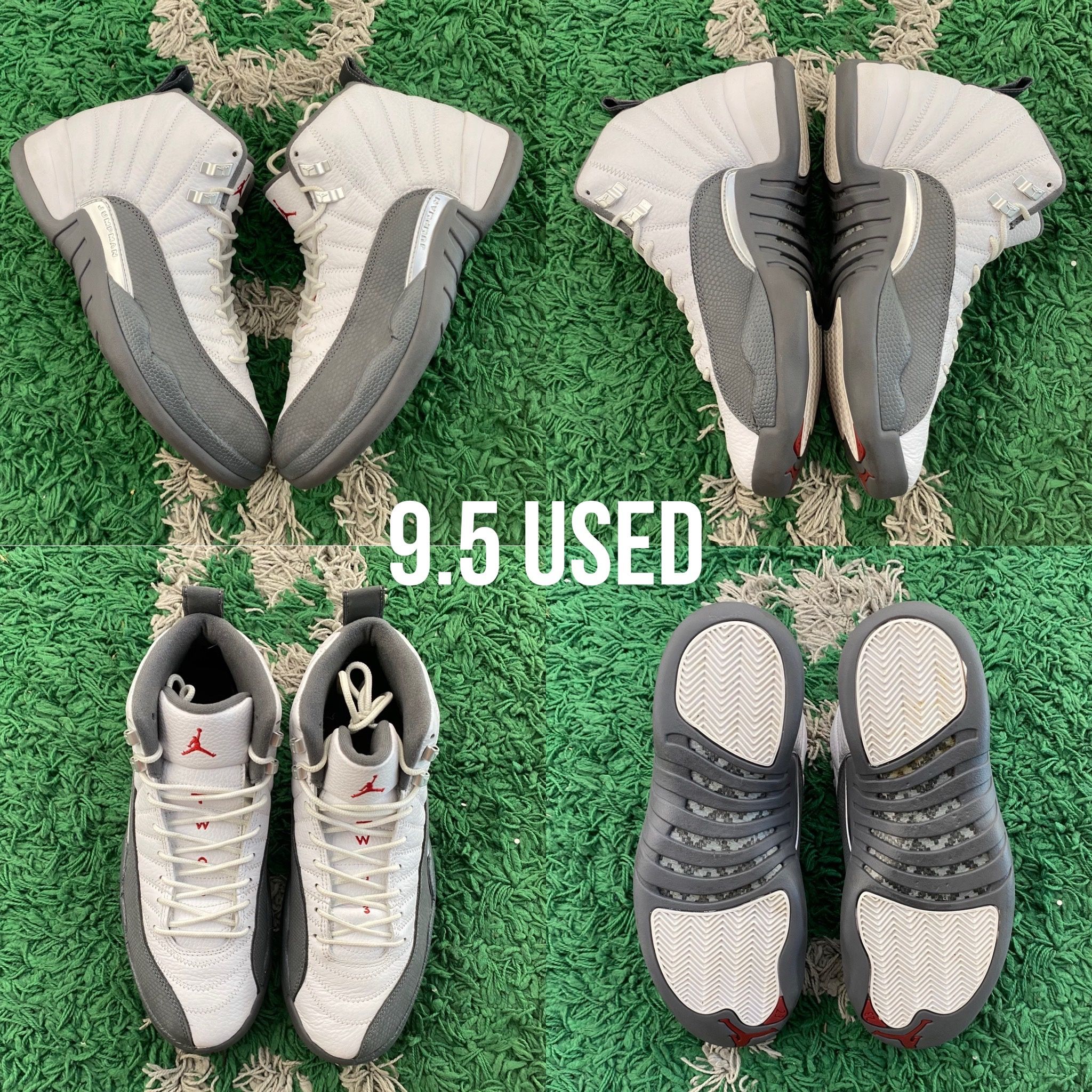 Air Jordan 12 Retro White Dark Grey Size 9.5