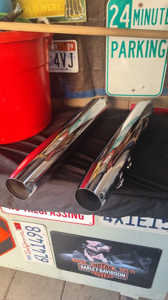 Harley Davidson Original Exhaust Mufflers Chrome 