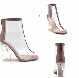 Mauve/clear heels size (10)