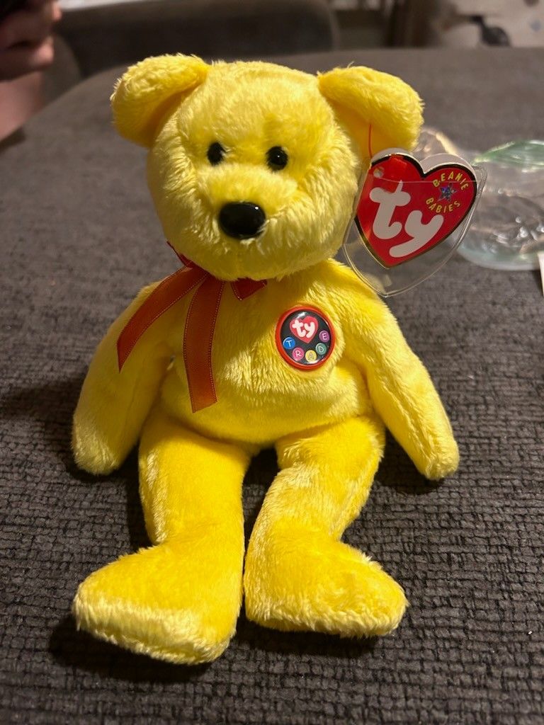 TY Beanie Baby Babies Tradee 6-29-2000 Yellow Trade Bear Plush Toy