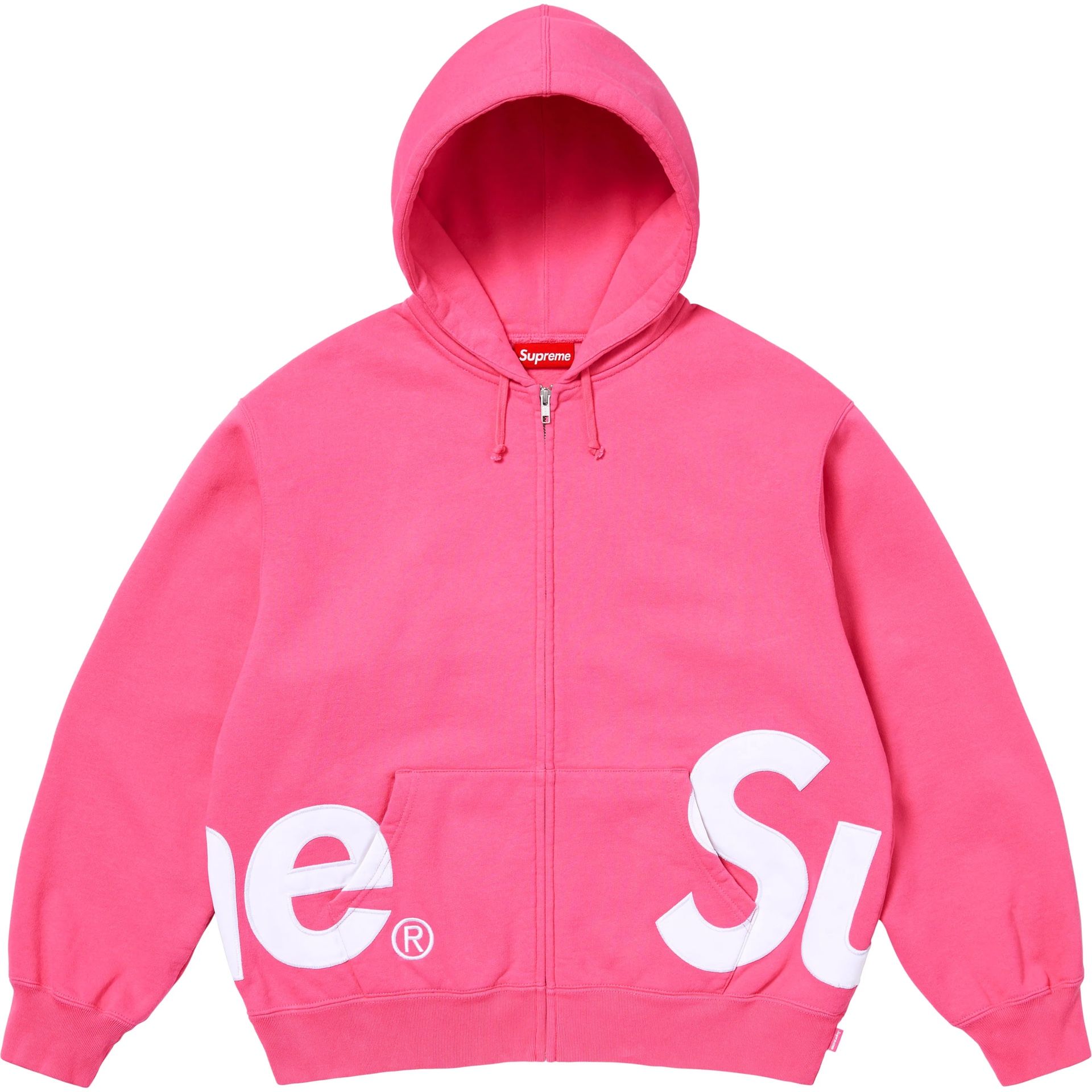 Supreme Big Logo Zip Up Hooded Sweatshirt Magenta