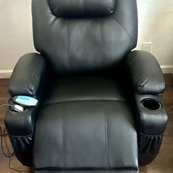 Powerlift Recliner Chair w/ Massage, Heat And 2 Cup Holders Lounge Theatre Chair 