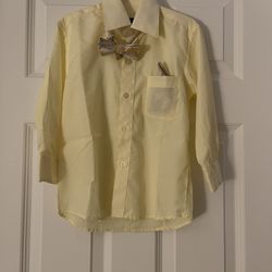 Boys Pale Yellow Dress Shirt And Tie New With Tags By Carolina Bay