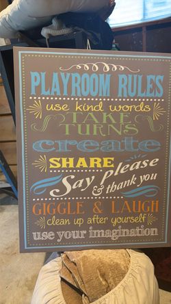 Playroom Rules Decorative Wall Sign