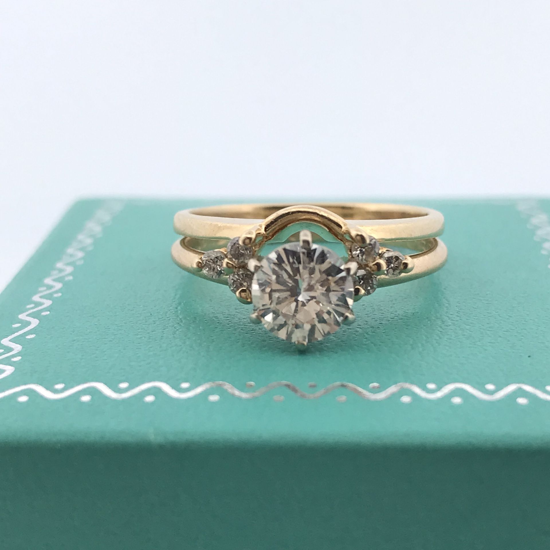 18k Yellow Gold 1.15ct Diamond Ring Set Size 6.5