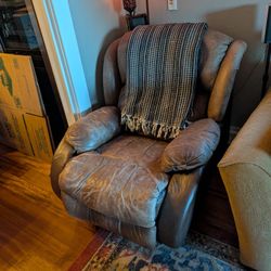 Leather recliner. Great for tall people
