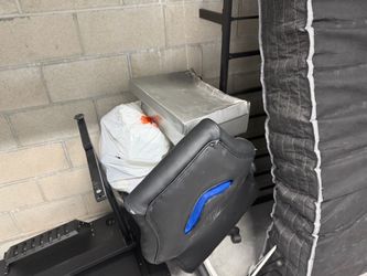 Full size bed and gaming table and chair