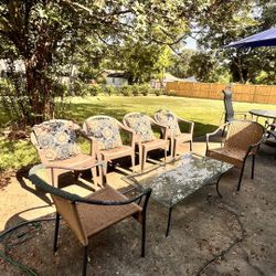 Patio Set 6 Chairs And 1 Glass Table 