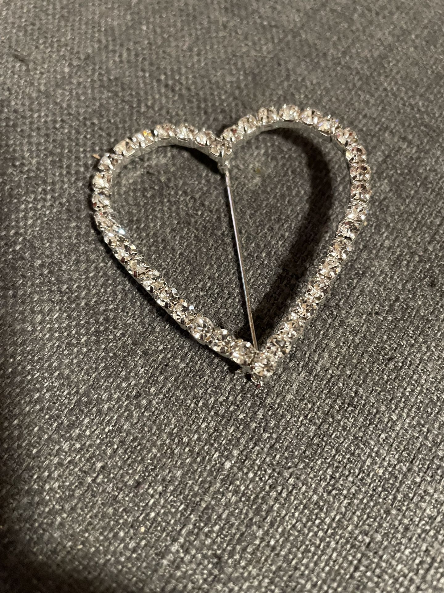 2”x 2” Silver Rhinestone Heart Chair Pins