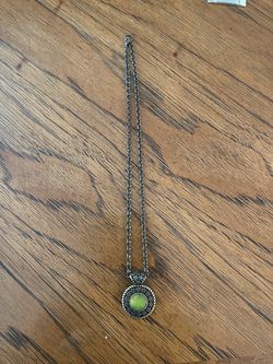 Lia Sophia Dark Bronze Colored Necklace with Pendant with Multicolored Stone in Center