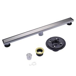 32 in. Linear Shower Drain in Brushed Nickel with Removable Cover Grate