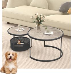 ​💥 BRAND NEW! Modern Nesting Coffee Table Set with Tempered Glass & Rolling Storage Basket –  $40! 😱🎉