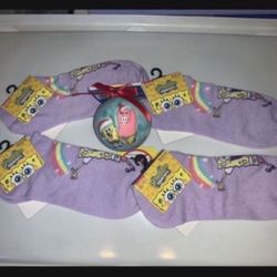 🎁 NWT 4 PAIRS WOMENS SPONGEBOB SQUAREPANTS NO SHOWS SOCKS SIZE 4-10 PLUS ORNAMENT