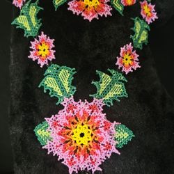 Set De Collar Pulcera Y Aretes Artesanales Hechos De Chaquira 