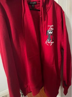 True Religion Red Zip-Up Hoodie Size L