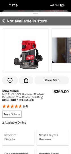 Milwaukee M18 FUEL 18V Lithium-lon Cordless Brushless 1/2 in. Router (Tool-Only)