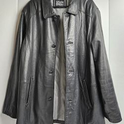 Men’s Black Leather Jacket JOSEPH BARRY Lamb Skin Fully Lined Size L