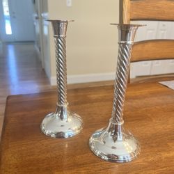 Silver Plated Candlesticks (8” tall)