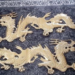 ORIENTAL DECOR A PAIR OF BRASS DRAGON 