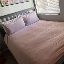 Queen Size Gray Bed Frame w/ Base