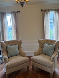 Cream Tufted Wingback Nailhead Accent Chairs
