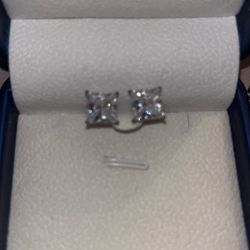 Solid 925 Sterling Silver Lab Grown Square Diamond Earrings 