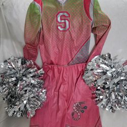 Disney Zombies Addison Cheerleader Halloween Costume with pompoms Girls Size XL 14