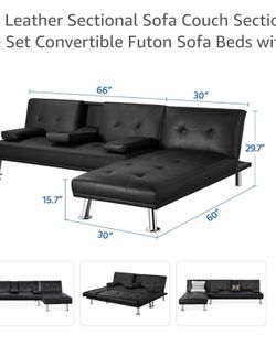 Barely used Faux Leather futon and chaise
