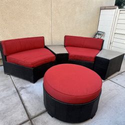 5 Pieces Outdoor Patio Furniture With Cushions Storage 