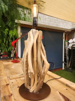 Driftwood Table Lamp with Edison Bulb