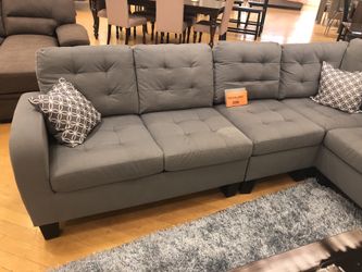 Grey Fabric Sectional Sofa