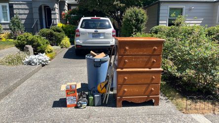 Free dresser, tire chains, scrap wood, etc.