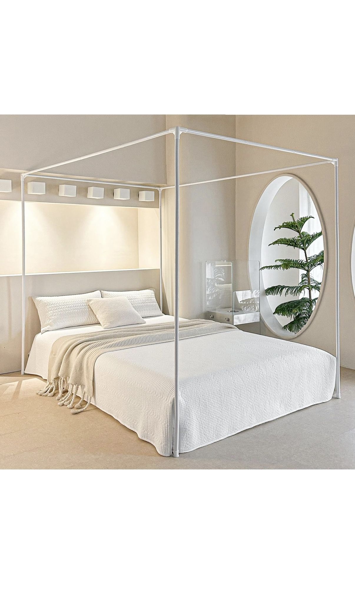 New AIKASY Premium Canopy Bed Frame Posts for Twin Size Beds, White. Russell/Boulder Area.