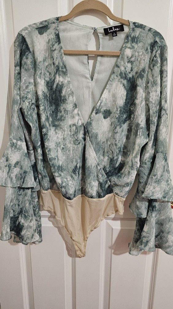 Lulus Teal Blue Long Sleeve Bodysuit